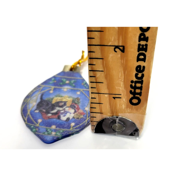 Blue Christmas Ornament Teardrop Cat Snowman Holiday Tree Hanging Decor Cute New - Picture 8 of 9